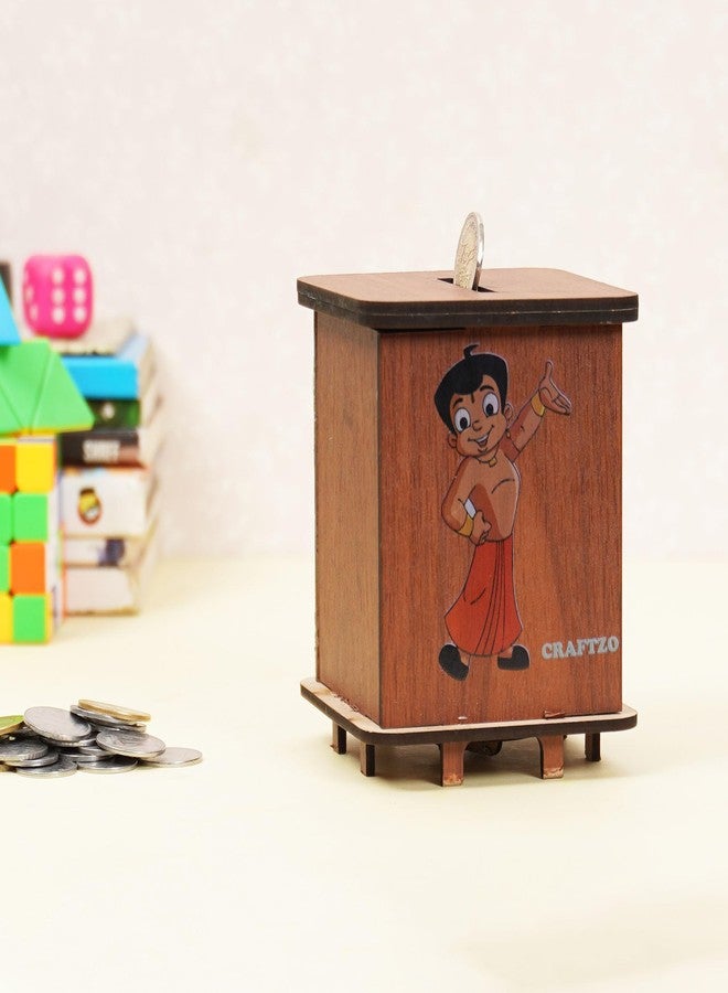 CRAFTZO Chota Bhim Wooden Money Bank | Piggy Bank | Gullak | Storage Bank | Gift for Boys | Perfect Return Gift Items for Kids - Image 3